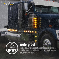 Partsam 2-inch round amber LED light for trucks and trailers for clear signaling.