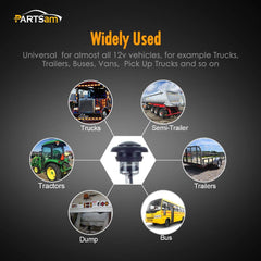 Partsam universal 12V compatibility covers trailers, RVs, and trucks.