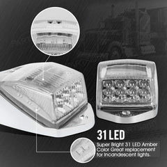 Partsam universal-fit amber cab marker compatible with heavy-duty trucks and trailers.