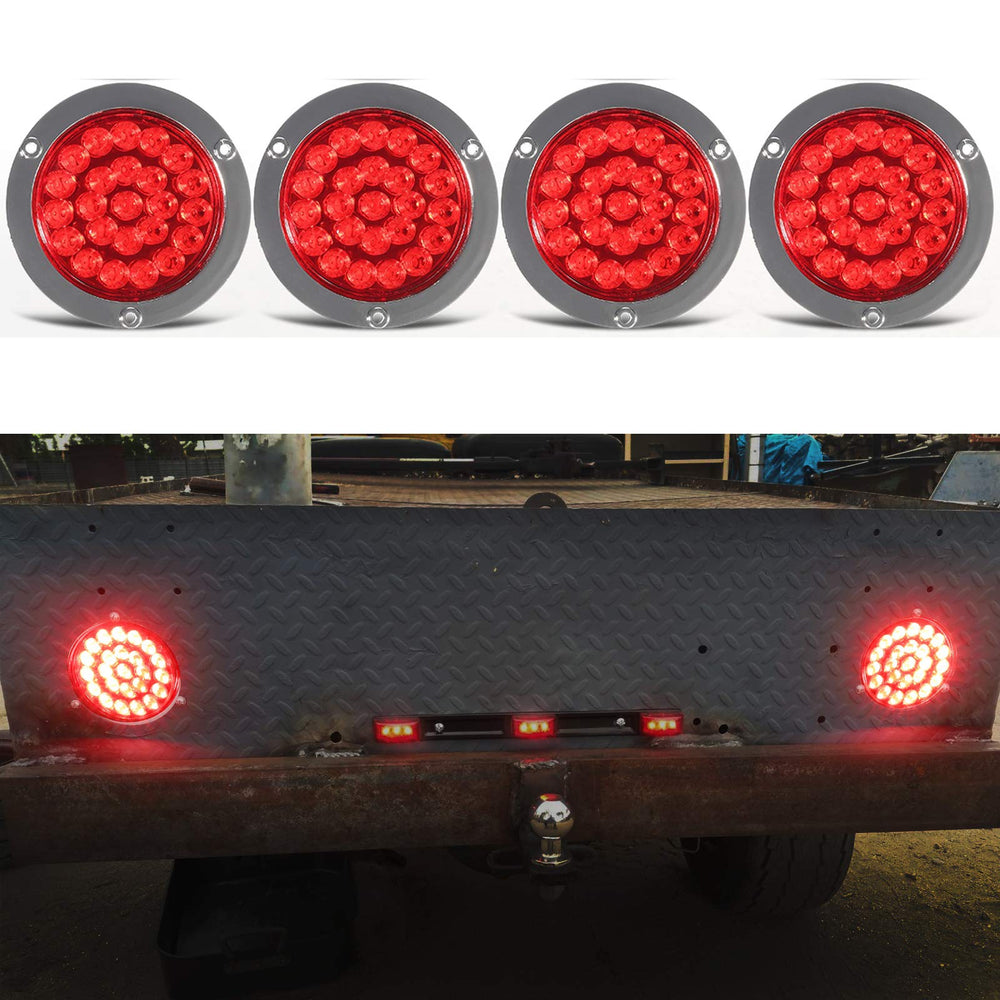 Partsam flange mount round LED tail light for durable trailer mounting