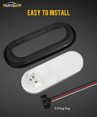 Partsam universal oval LED trailer light fits trucks, trailers, buses, and boats.
