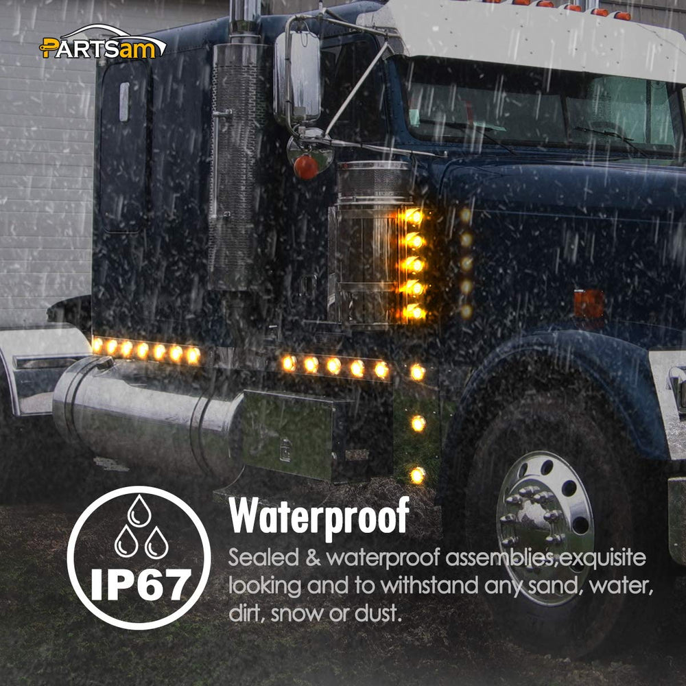 Partsam high-visibility amber trailer light ideal for side marker use on trucks.