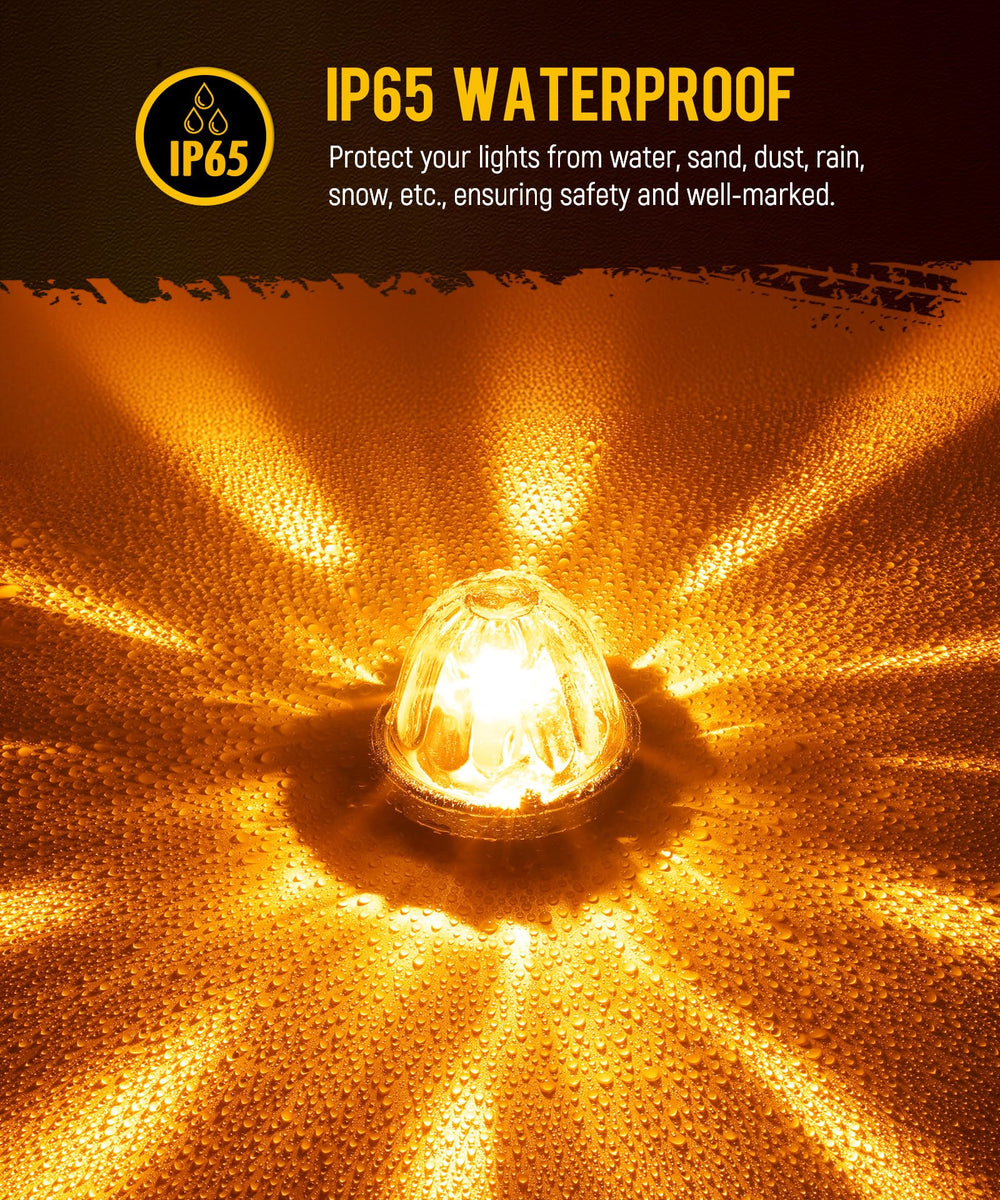 Partsam amber lights enhance marking on bumpers and air cleaners.
