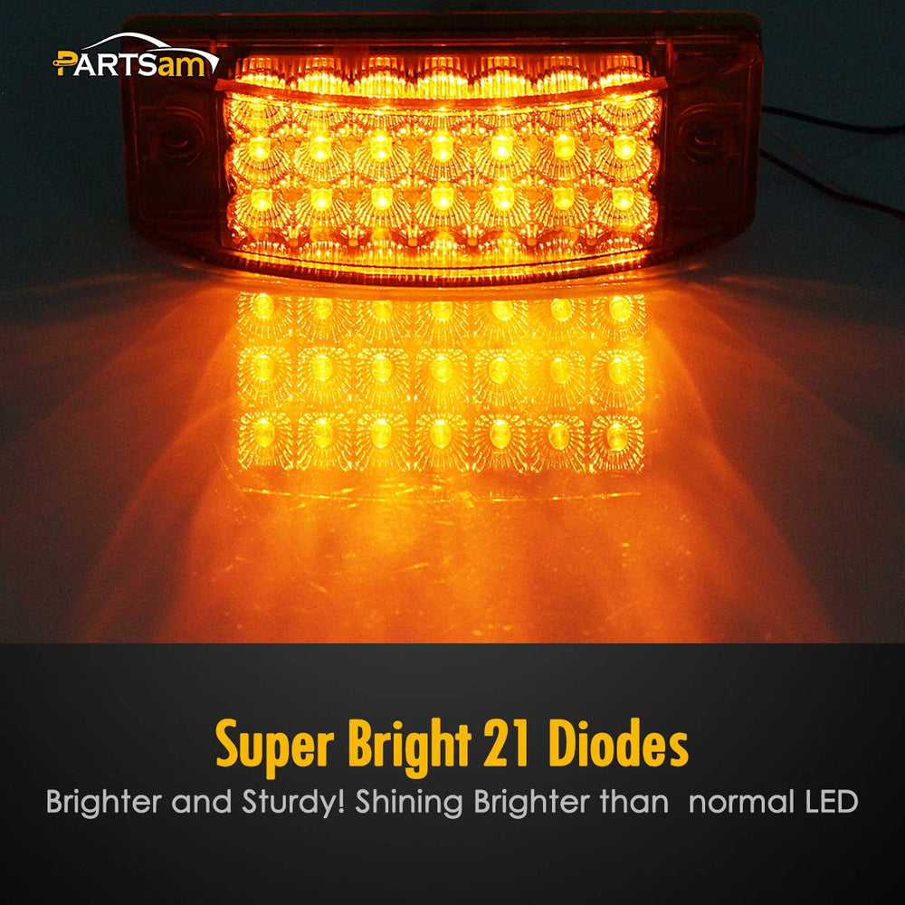 Partsam waterproof amber rectangle marker light for trucks and RVs.