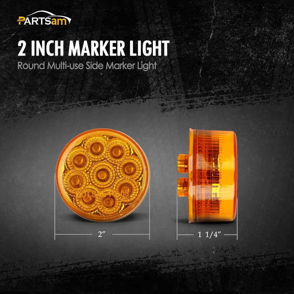 Partsam waterproof amber LED light 2in designed for all-weather use.
