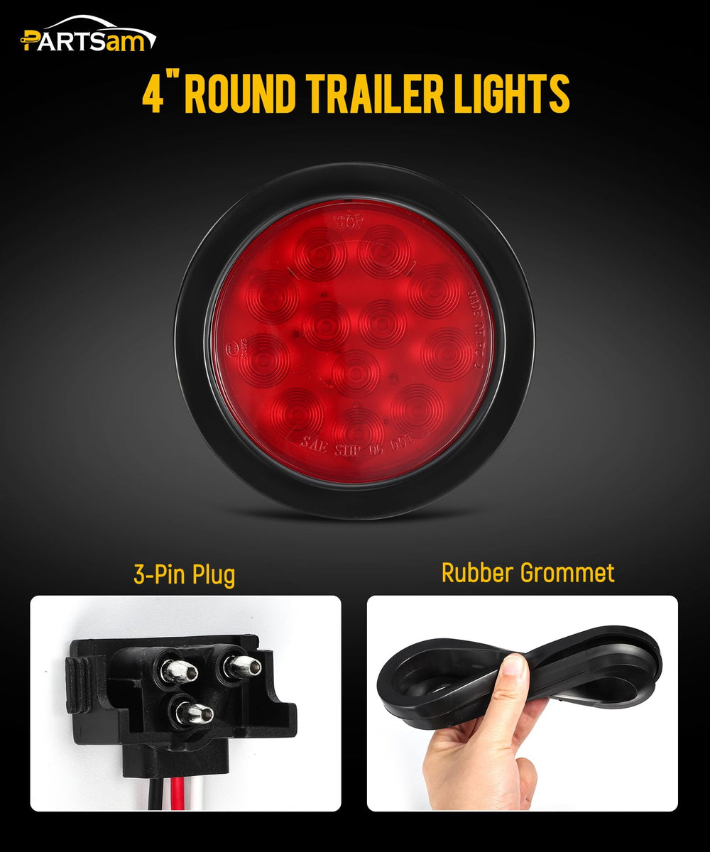 Partsam waterproof IP65 trailer light in red lens
