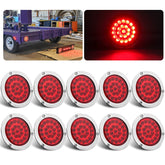 Partswcgg 4-inch round LED trailer light in red for stop and tail signaling