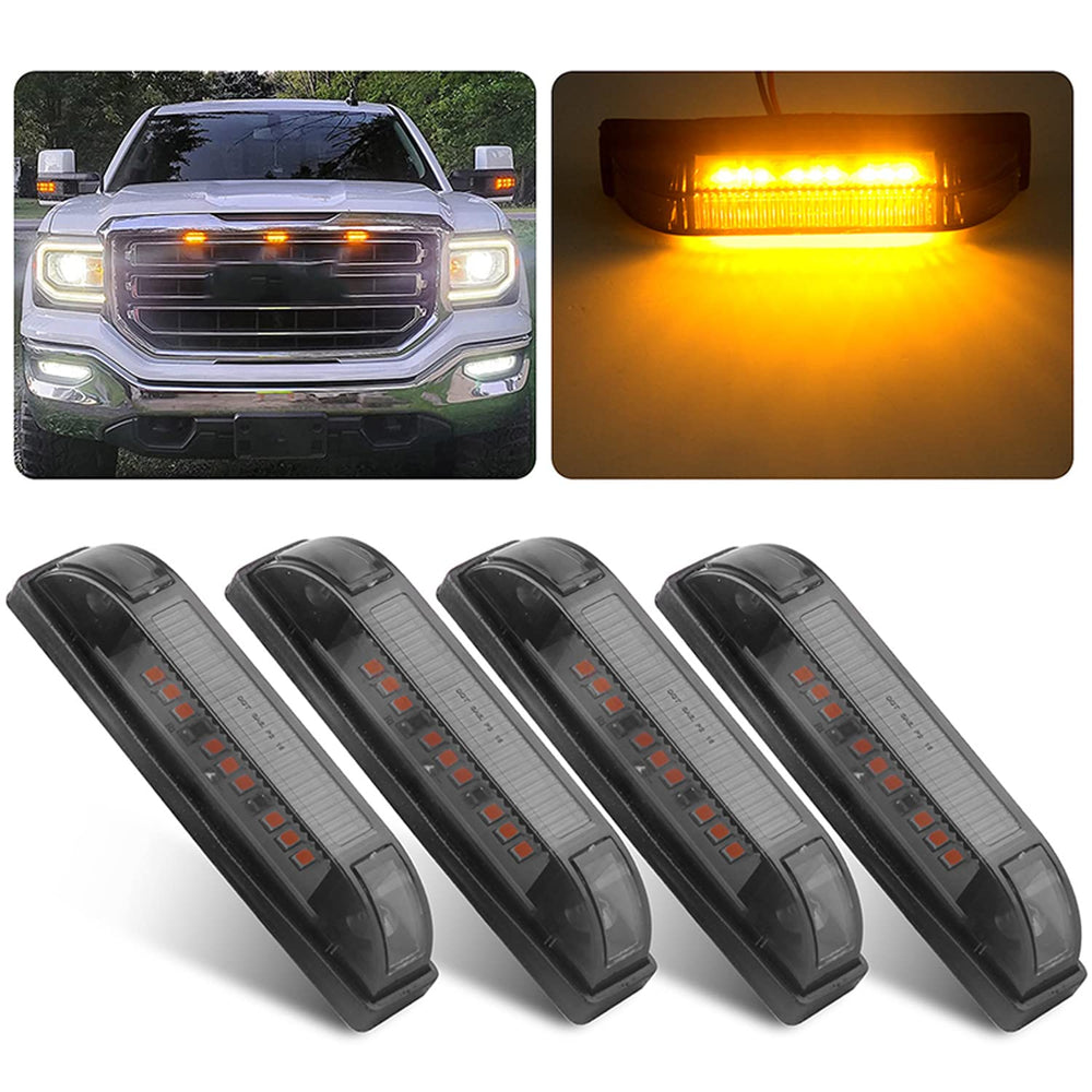 Partswcgg 4-inch smoked amber LED grille light improves visibility and style.