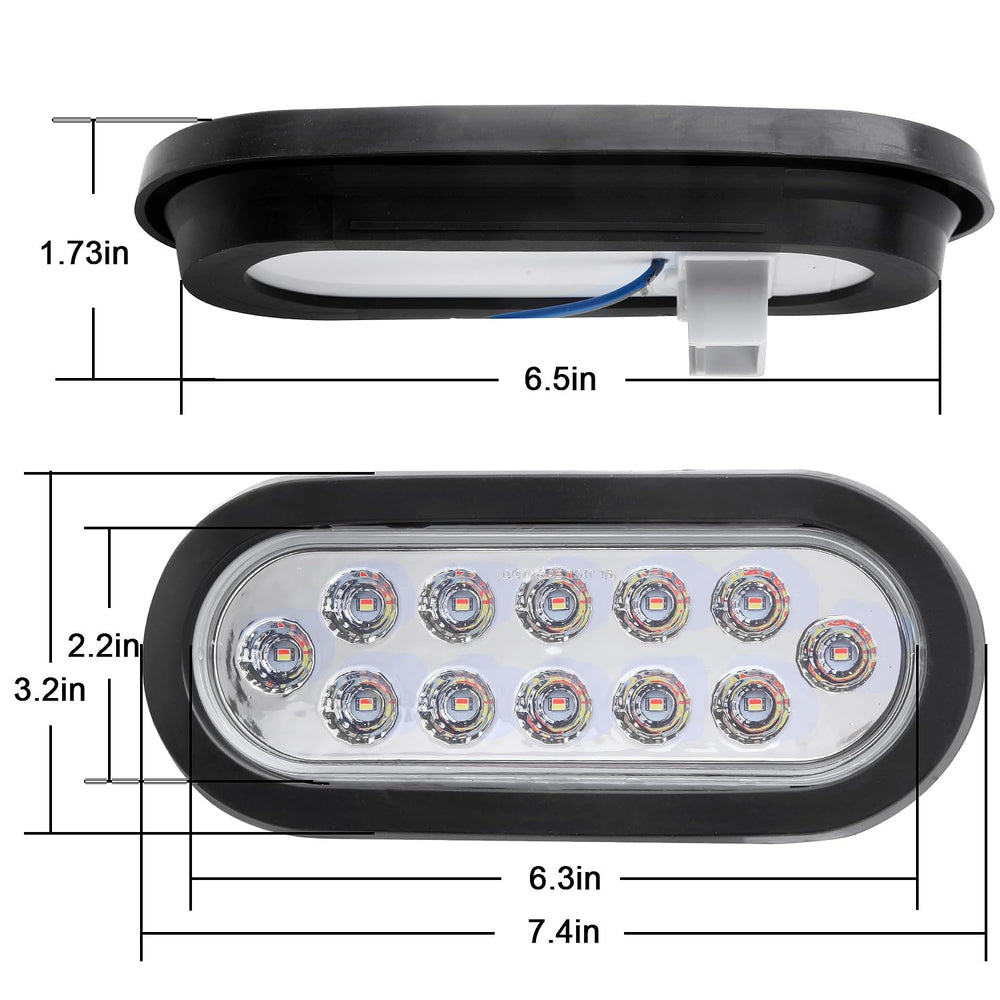 Partswcgg 6in oval dual-taillight IP67 waterproof design withstands weather.