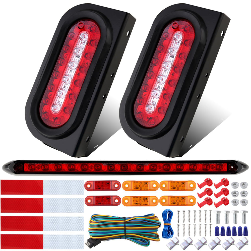 Partswcgg 6-inch oval LED tail lights mounted on brackets for improved trailer signaling.