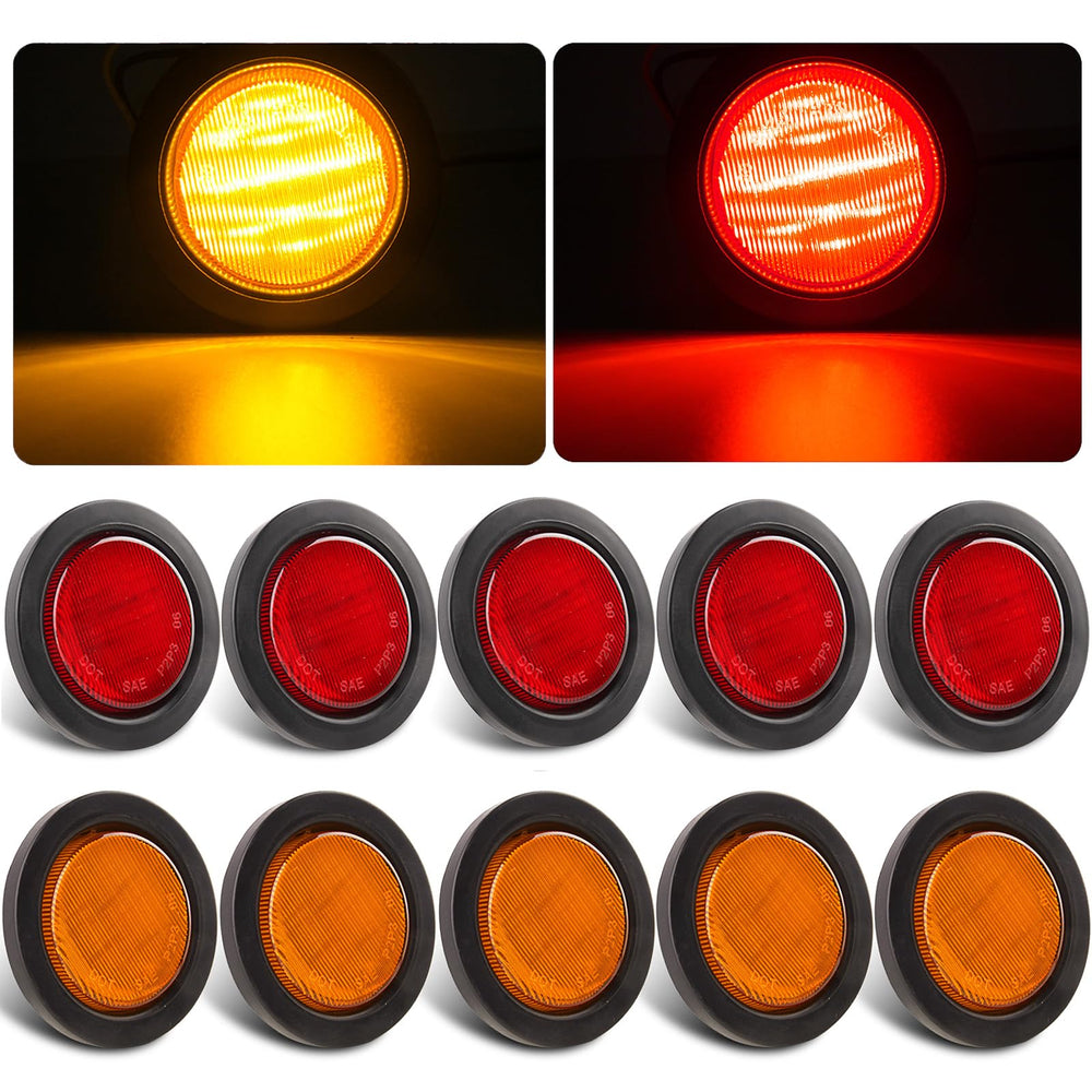 Partswcgg amber 2.5-inch LED trailer light enhances side marker visibility.