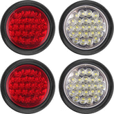 Partswcgg four-inch round LED stop light in red for trailers, high visibility.
