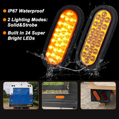 Partswcgg oval LED strobe light IP67 waterproof in wet conditions