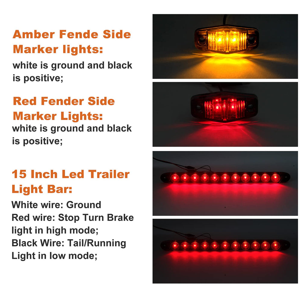 Partswcgg trailer tail light bar 15-5inch delivers stop and tail illumination.