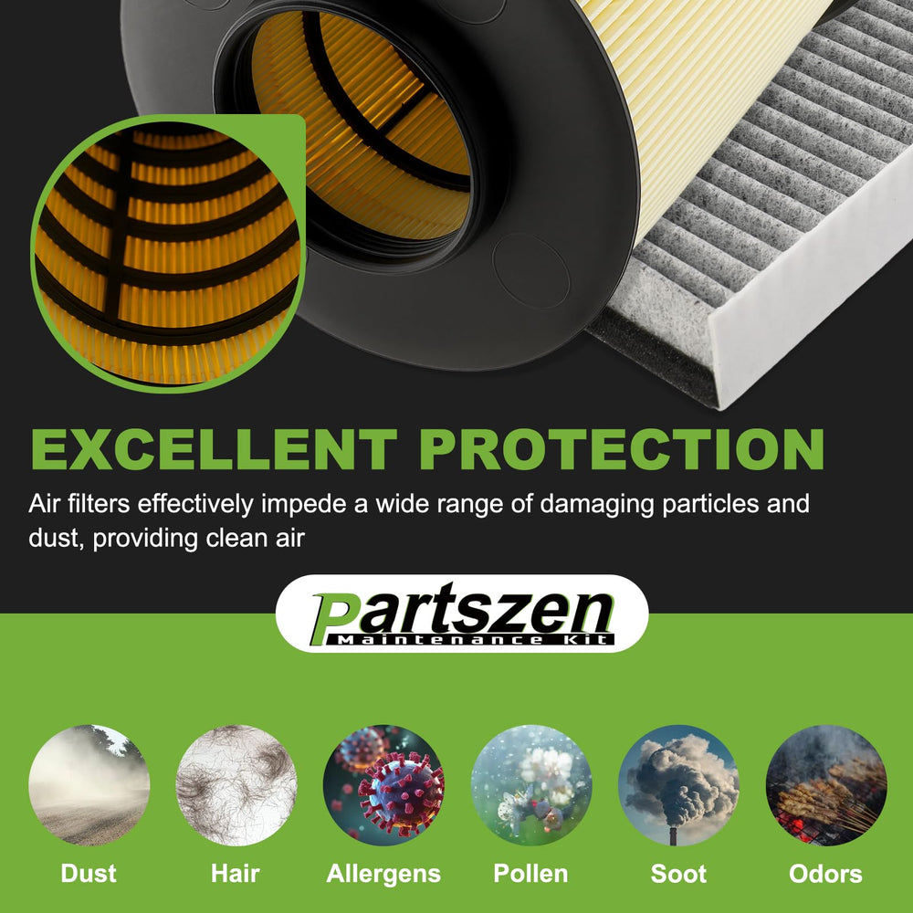 Partszen CA11114 engine air filter close-up highlights durable filtration media.