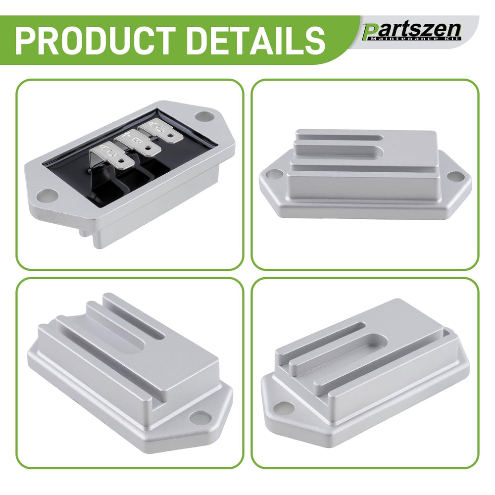 Partszen regulator-rectifier packaging illustrates complete kit for quick replacement