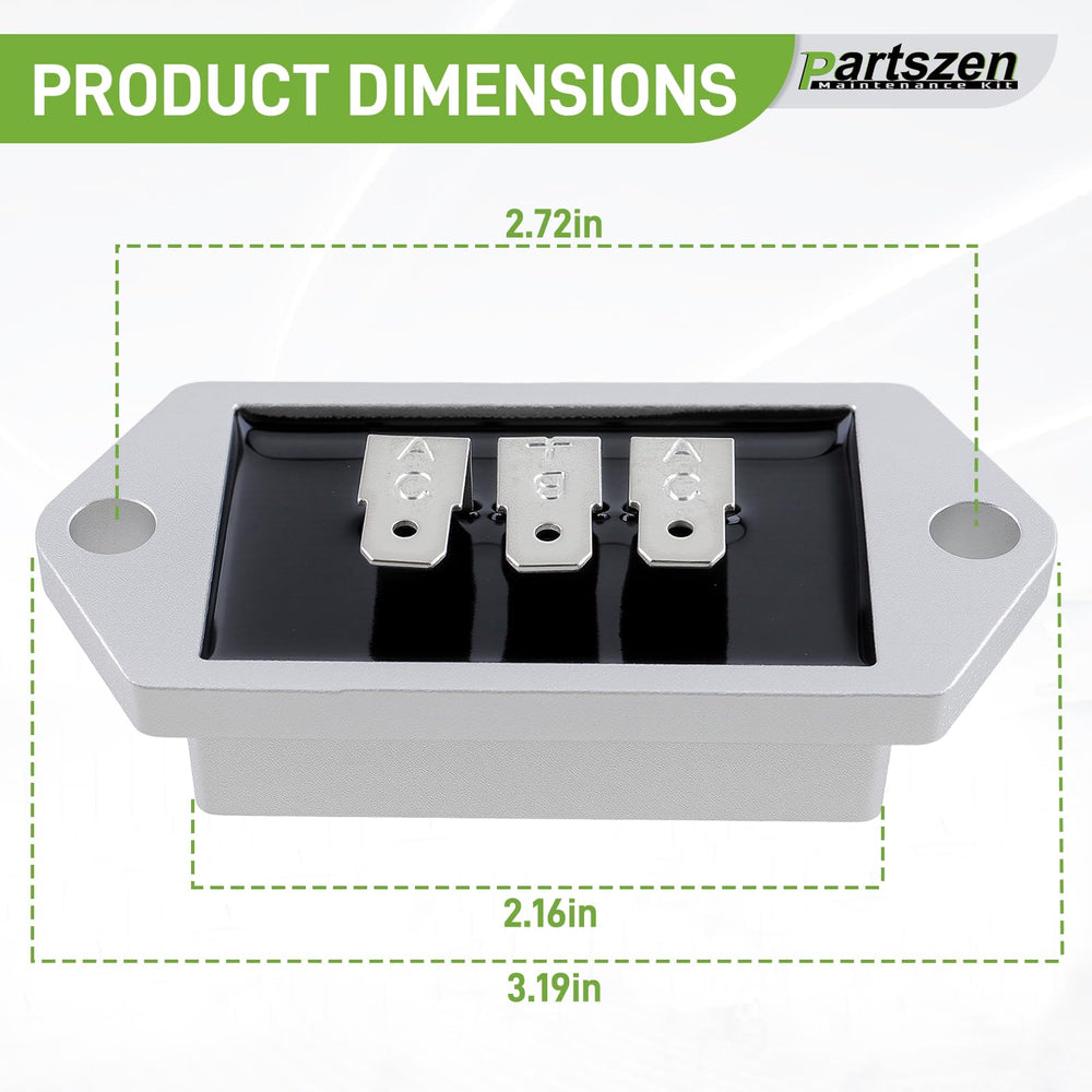 Partszen regulator-rectifier terminal-side view highlights secure mounting options