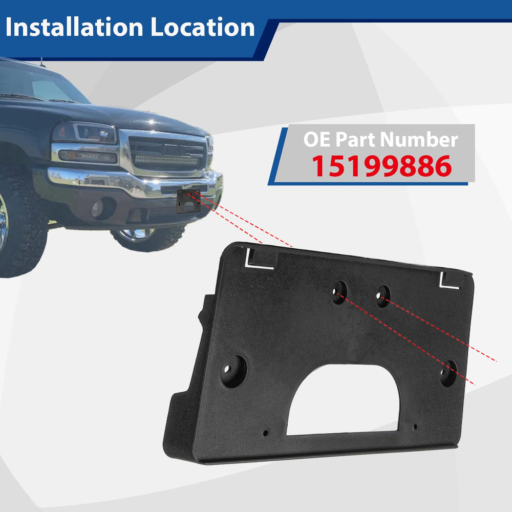 PATSWHSE license plate bracket replacement for GM1068135 and OE 15199886 enables simple tool-free mounting.