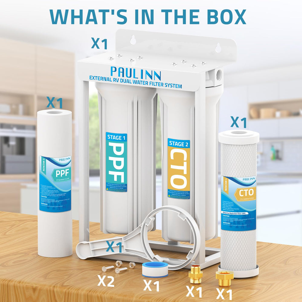 PAULINN 1-micron CTO carbon filter reduces chlorine and odors for fresher water