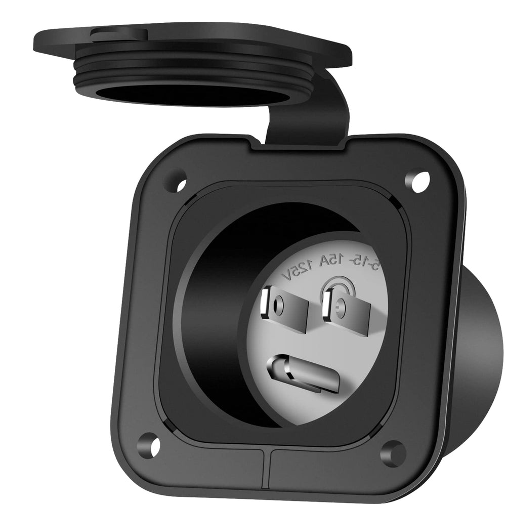 PAULINN 15amp flanged inlet for RV and marine use, reliable power access.