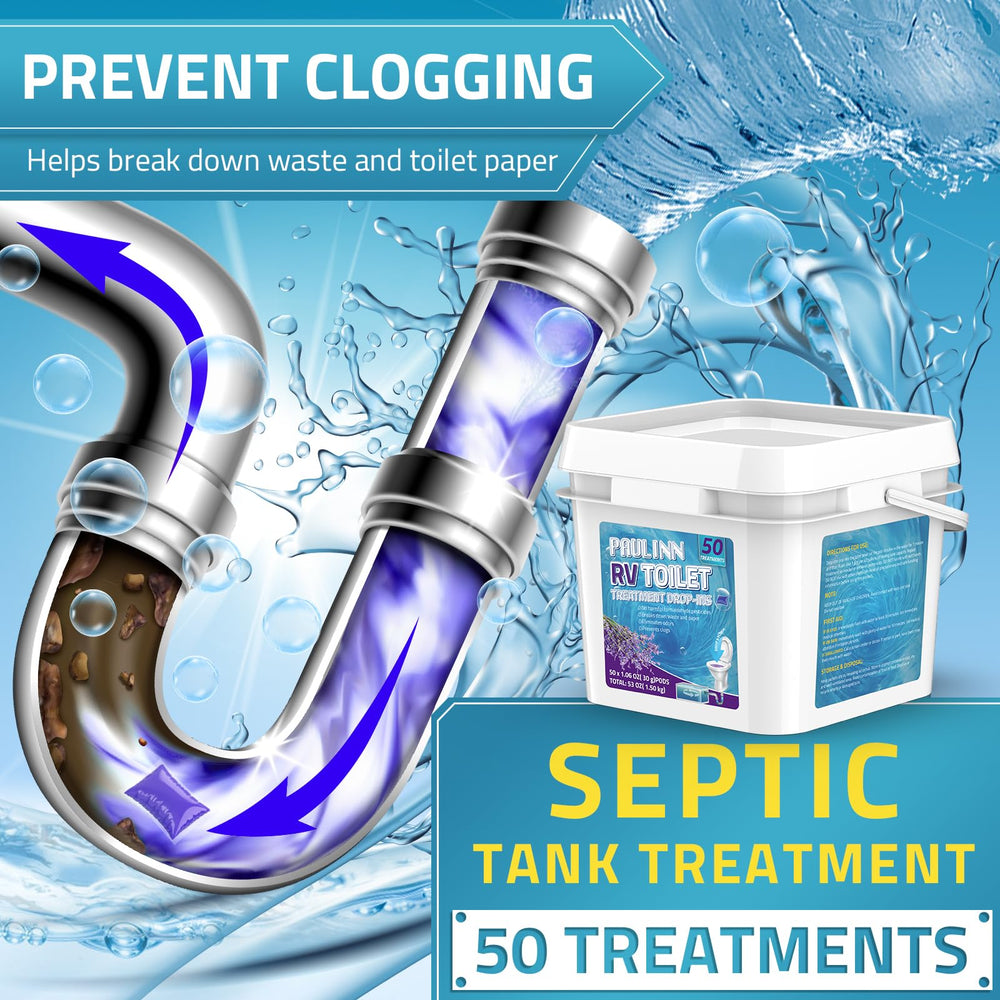 PAULINN grey-water tank odor-control pods in use