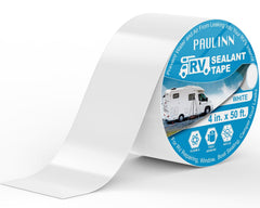 PAULINN RV roof tape 4in-50ft in white provides durable leak protection.