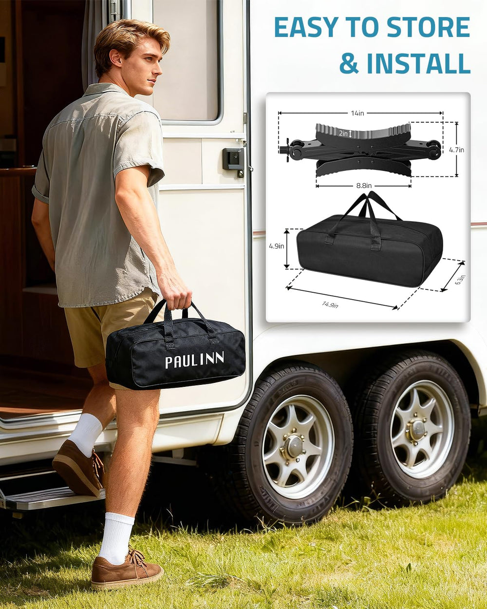 PAULINN storage bag keeps chocks organized and portable.