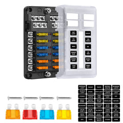 Pautou 12-Way Marine Fuse Block front view for tidy, accessible power distribution