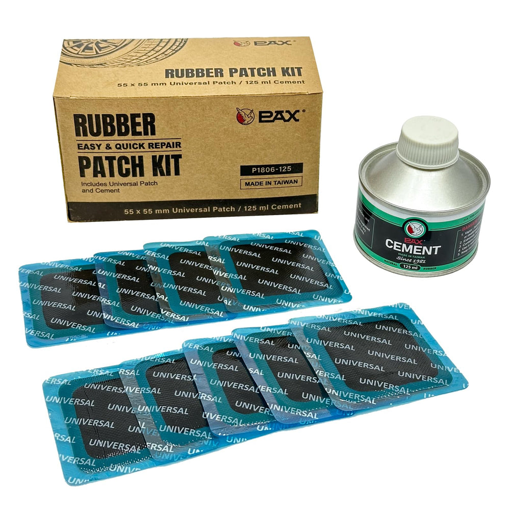 PAX universal heavy duty tire patch kit box for easy on-the-go tire repair