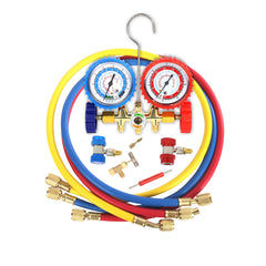PBMT 3-Way manifold gauge front dial for accurate refrigerant readings.