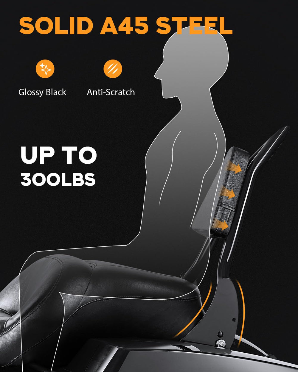 PBYMT backrest with quick-release for easy removal and reattachment on Harley touring.