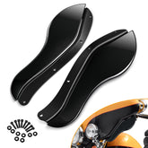 PBYMT fairing air deflectors side wings mounted on a Harley for improved airflow and comfort.