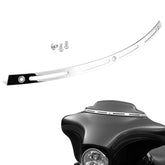 PBYMT polished stainless batwing windscreen trim on Harley Electra Glide highlights a seamless transition.