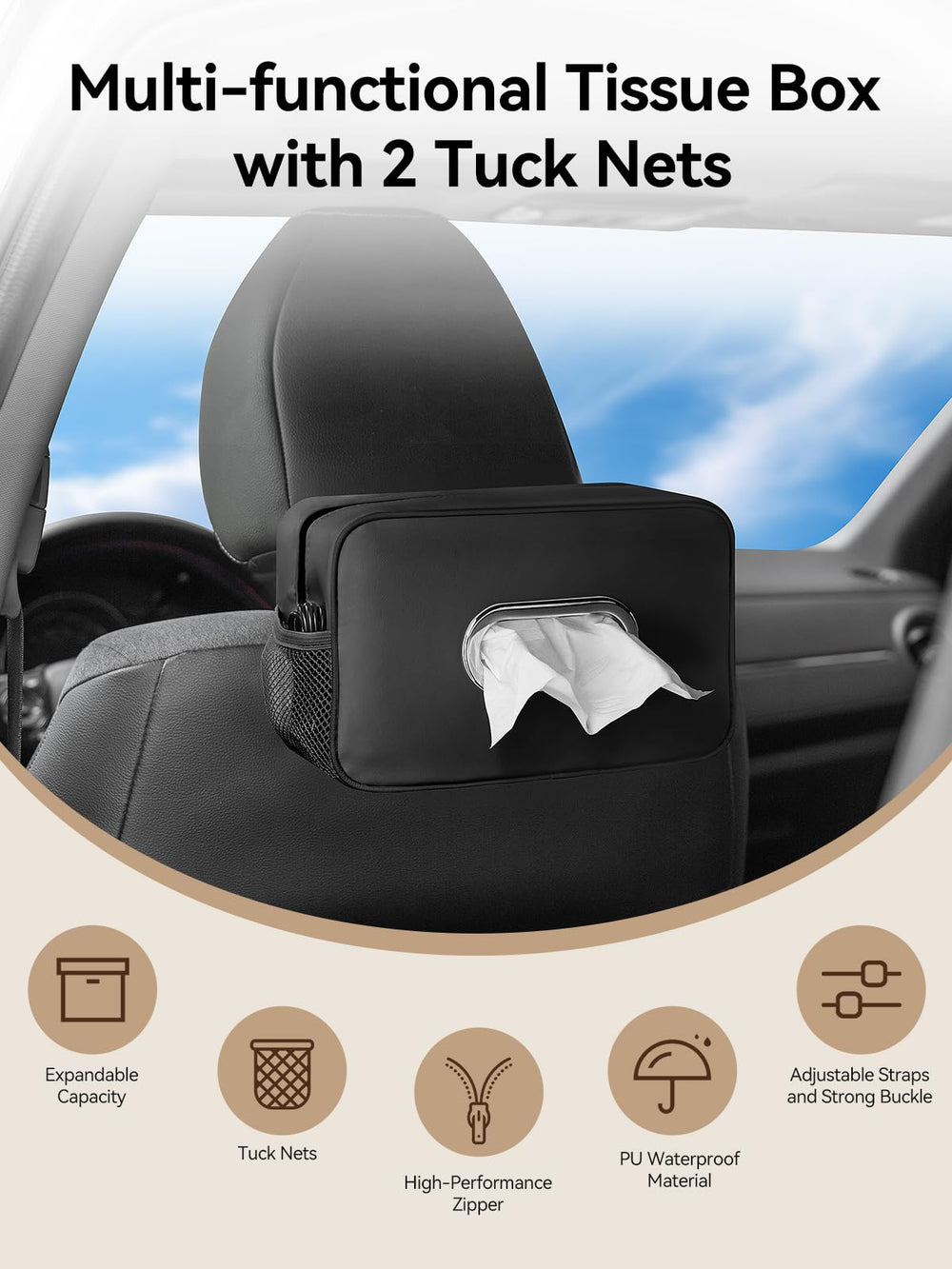 Pcnjozx tissue holder installed on center console for quick access