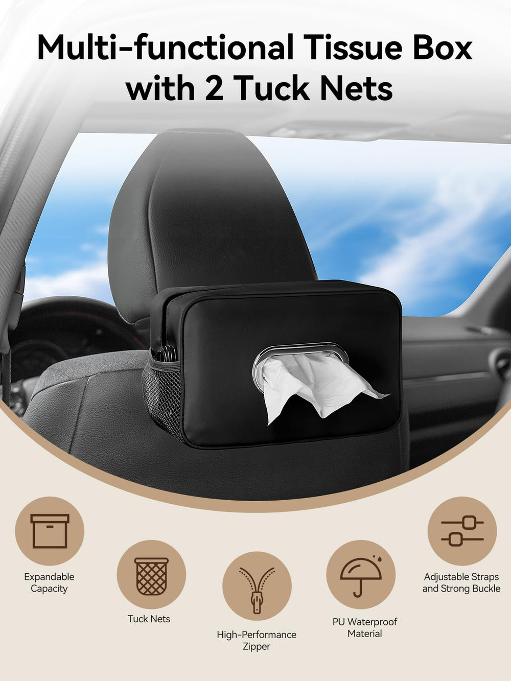 Pcnjozx upgraded PU leather tissue box cover adds durable style