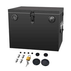 Peastorm battery box with dimension guide to verify fit for Group 27 batteries.