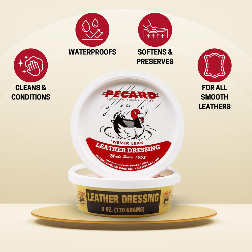 Pecard Leather Dressing used on exotic leather to restore suppleness and finish.
