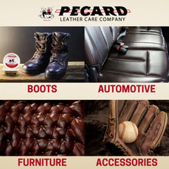 Pecard Leather Dressing applied with a soft cloth for easy conditioning.