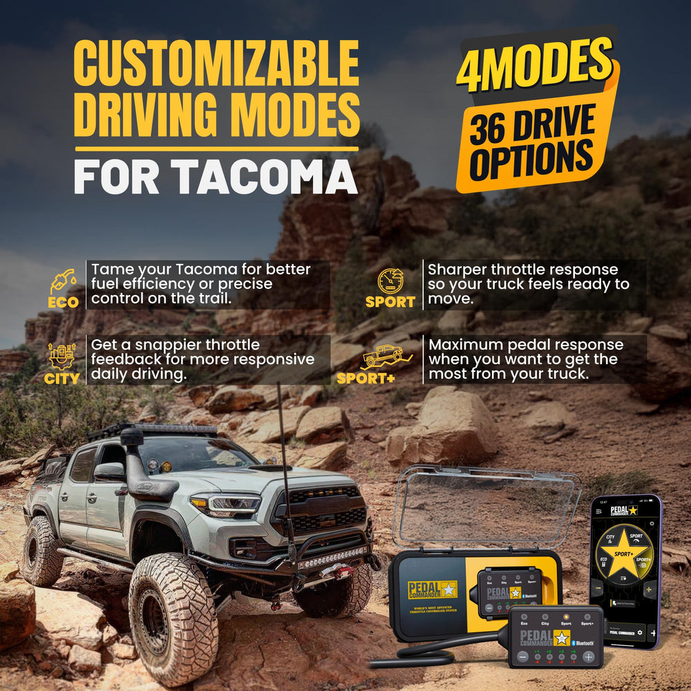 PEDAL COMMANDER sport mode interface emphasizes sharper throttle for off‑road use