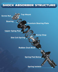 Peforway front-left strut assembly ready for direct-fit replacement.