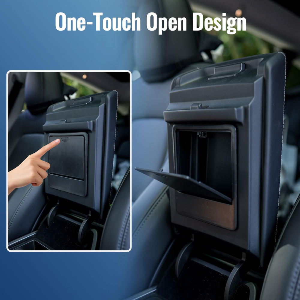 Peleg Tree armrest storage tray for Tesla Model Y accessible storage during drives