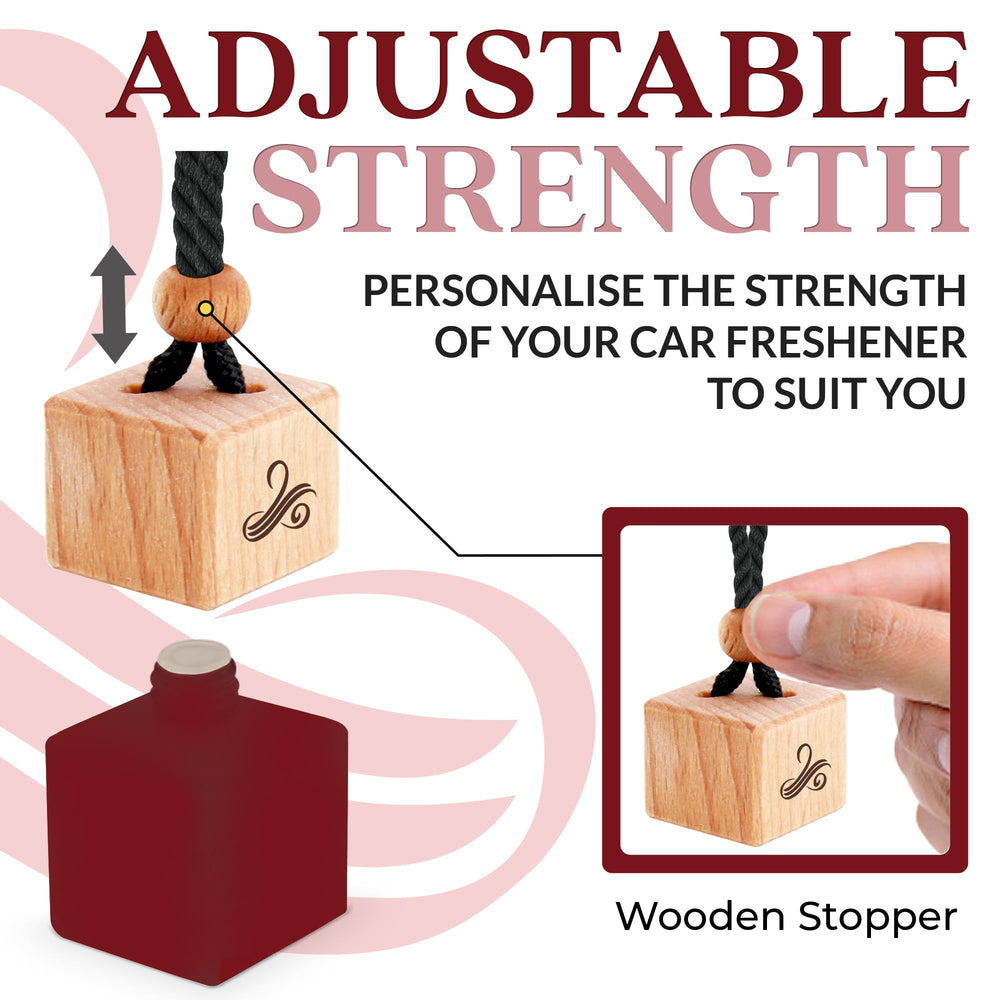 Perfa wooden stopper allows adjustable scent strength