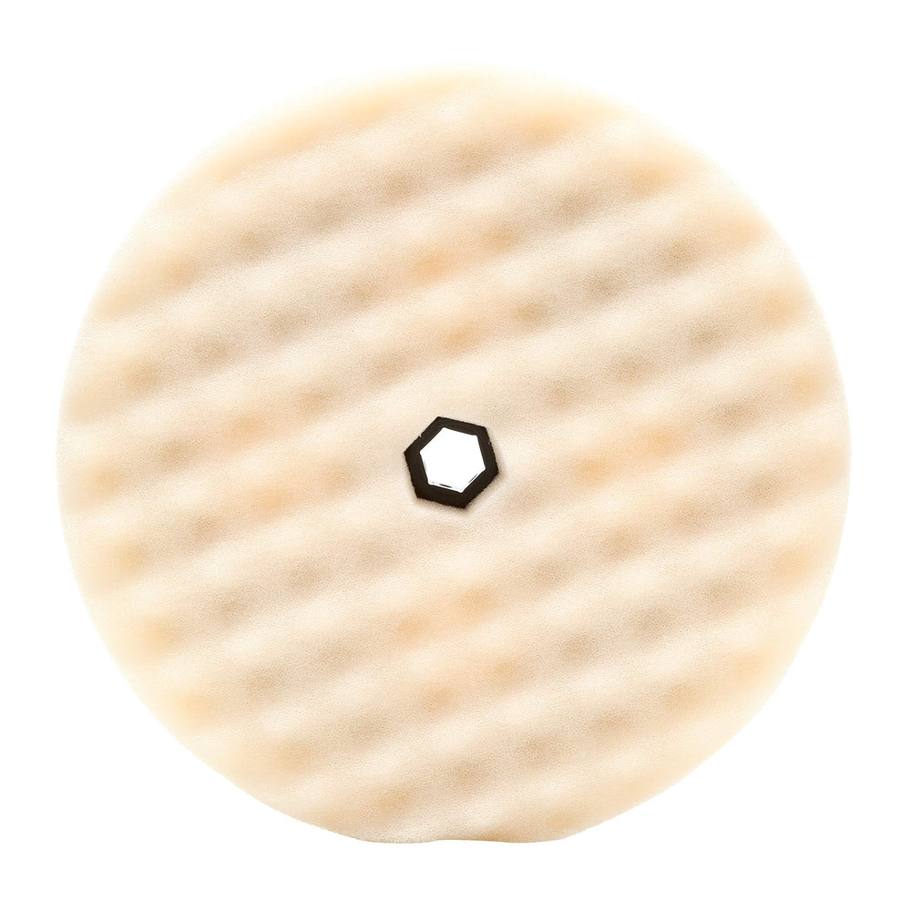 Perfect-It foam compounding pad 8in white close-up showing surface contact for smoother polishing