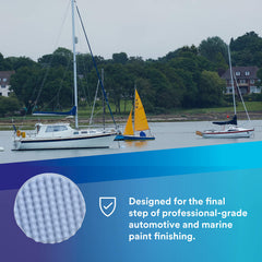 Perfect-It Ultrafine pad 8in showing liquid polish held for a smooth finish.