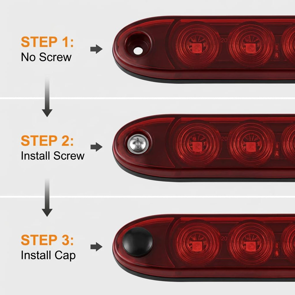 PerfecTech 11-LED red trailer light mounted on trucks and trailers.