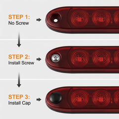 PerfecTech 11-LED red trailer light mounted on trucks and trailers.