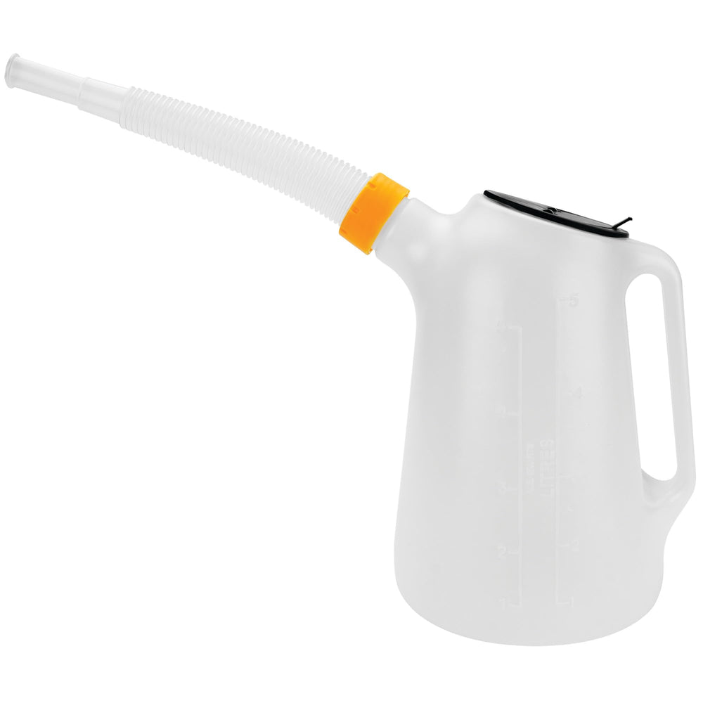 Performance Tool W4046 oil jug with measurement markings for precise transfers.