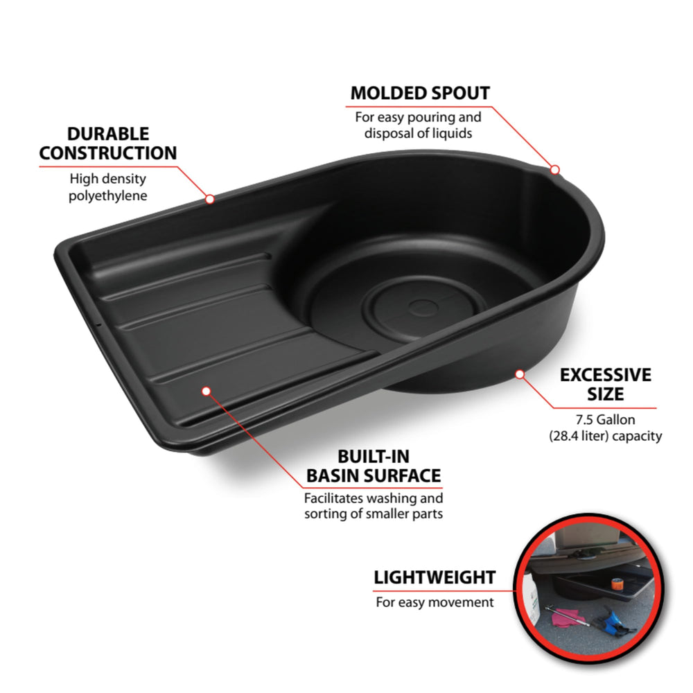 Performance Tool W4072 built-in basin simplifies washing and sorting small parts.