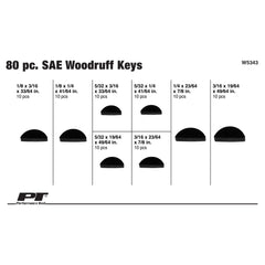 Performance Tool W5343 close-up of key sizes showing durable carbon steel construction.