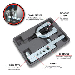 Performance Tool W80671 yoke showing center screw for consistent flare alignment
